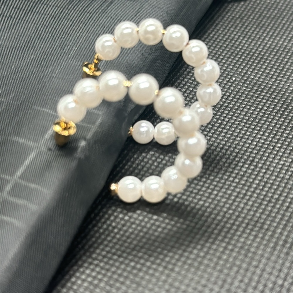 Classic White Simulated Pearl Gold Tone Elegant C-Hoops | Timeless Jewelry - Picture 10 of 16